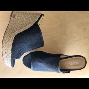 Like New! Michael Kors - Denim Fabric Wedges Shoes
